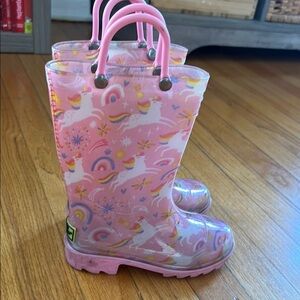 Kids Pink Unicorn Rain Boots